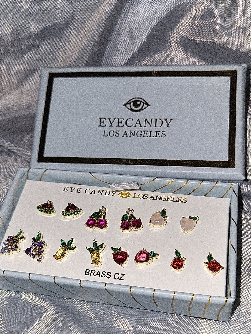 eye candy Multicolor Fruit Stud Earring Set - Gold HL M
